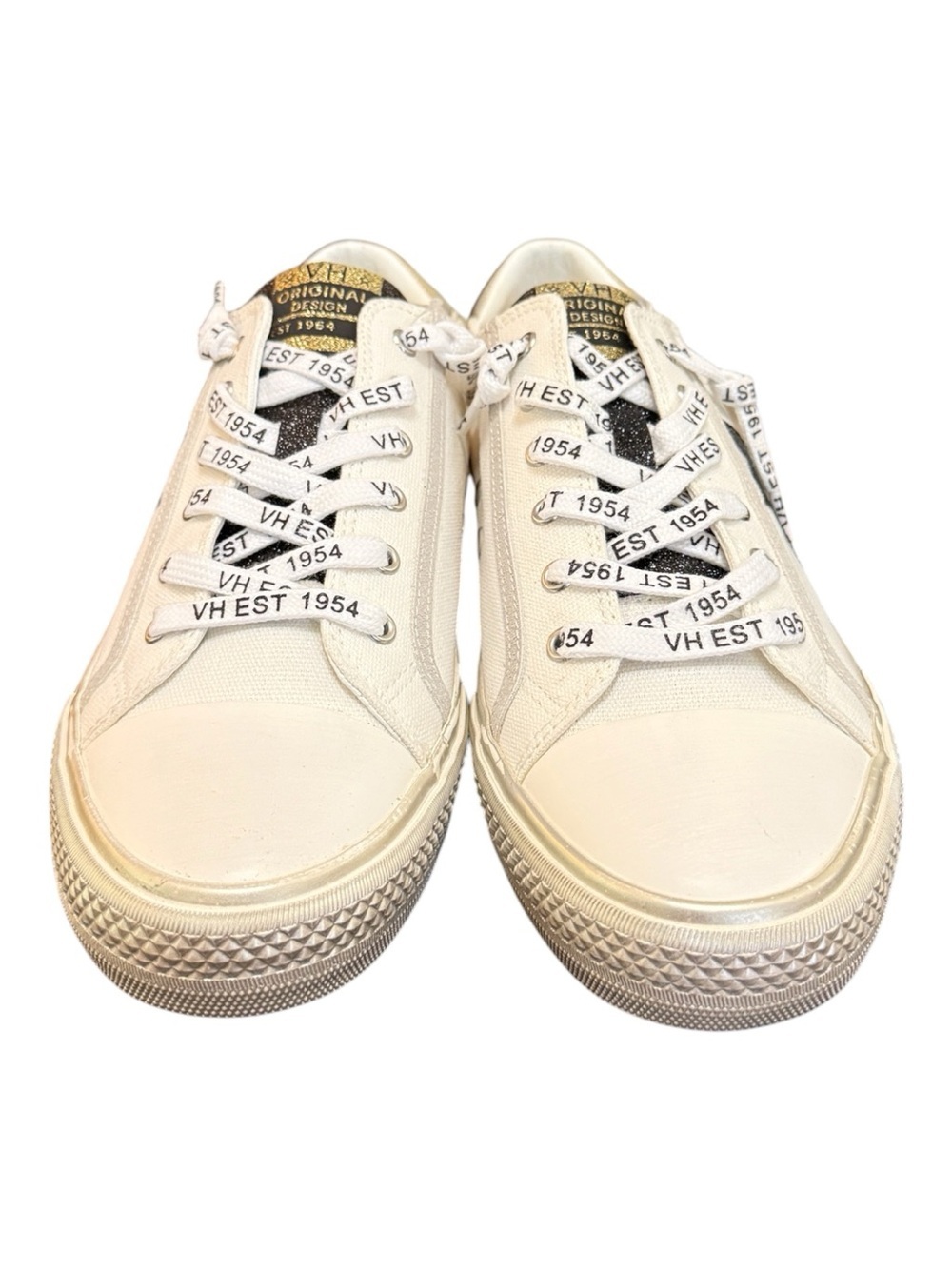 Vintage Havana Alive 21 White/Black/Gold Glitter Star Sneakers W Size 11 NIB